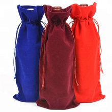 Hot Sale Custom Flannelette Drawstring Bottle Bag