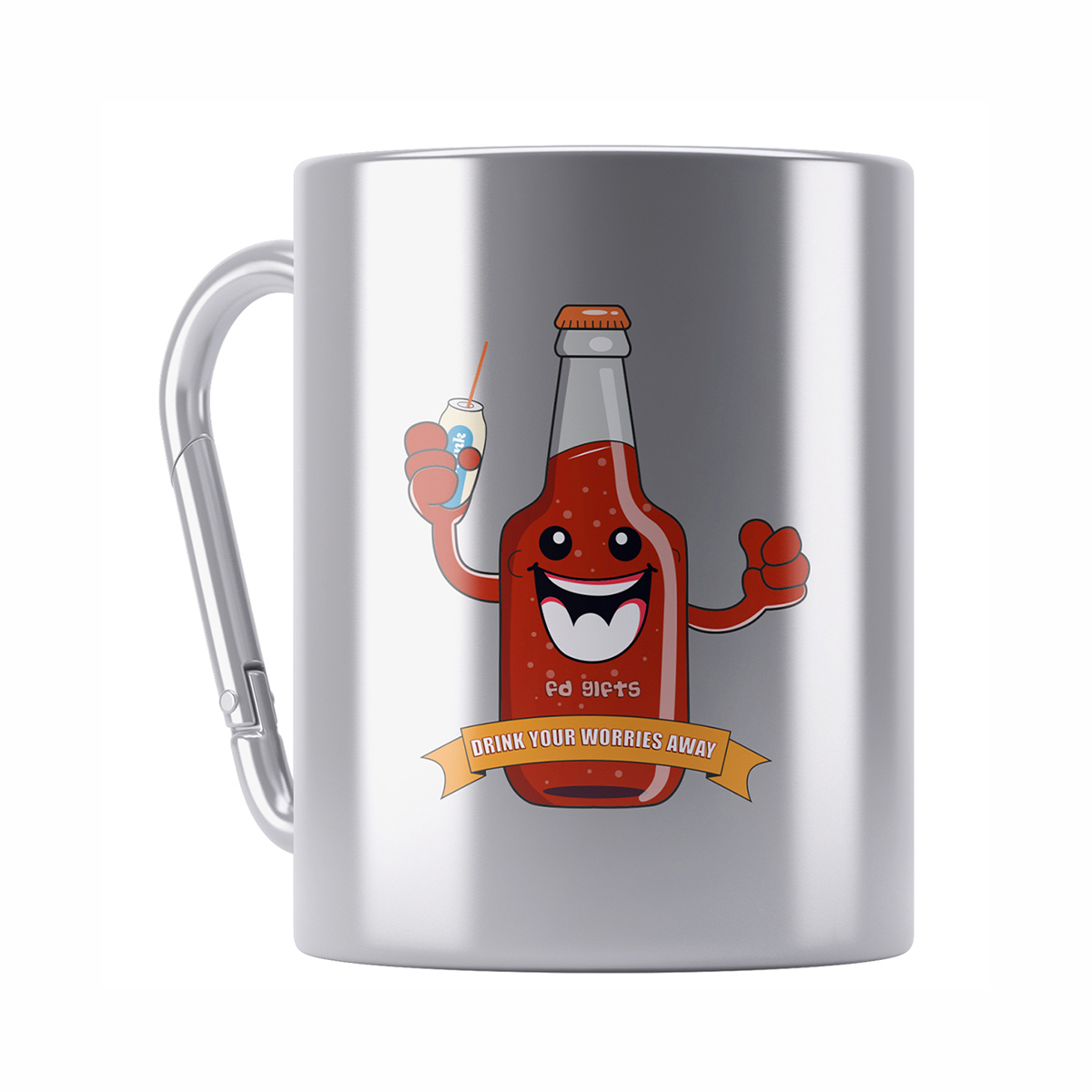 Stainless Steel Double Wall Travel Camping Mug With Carabiner Handle