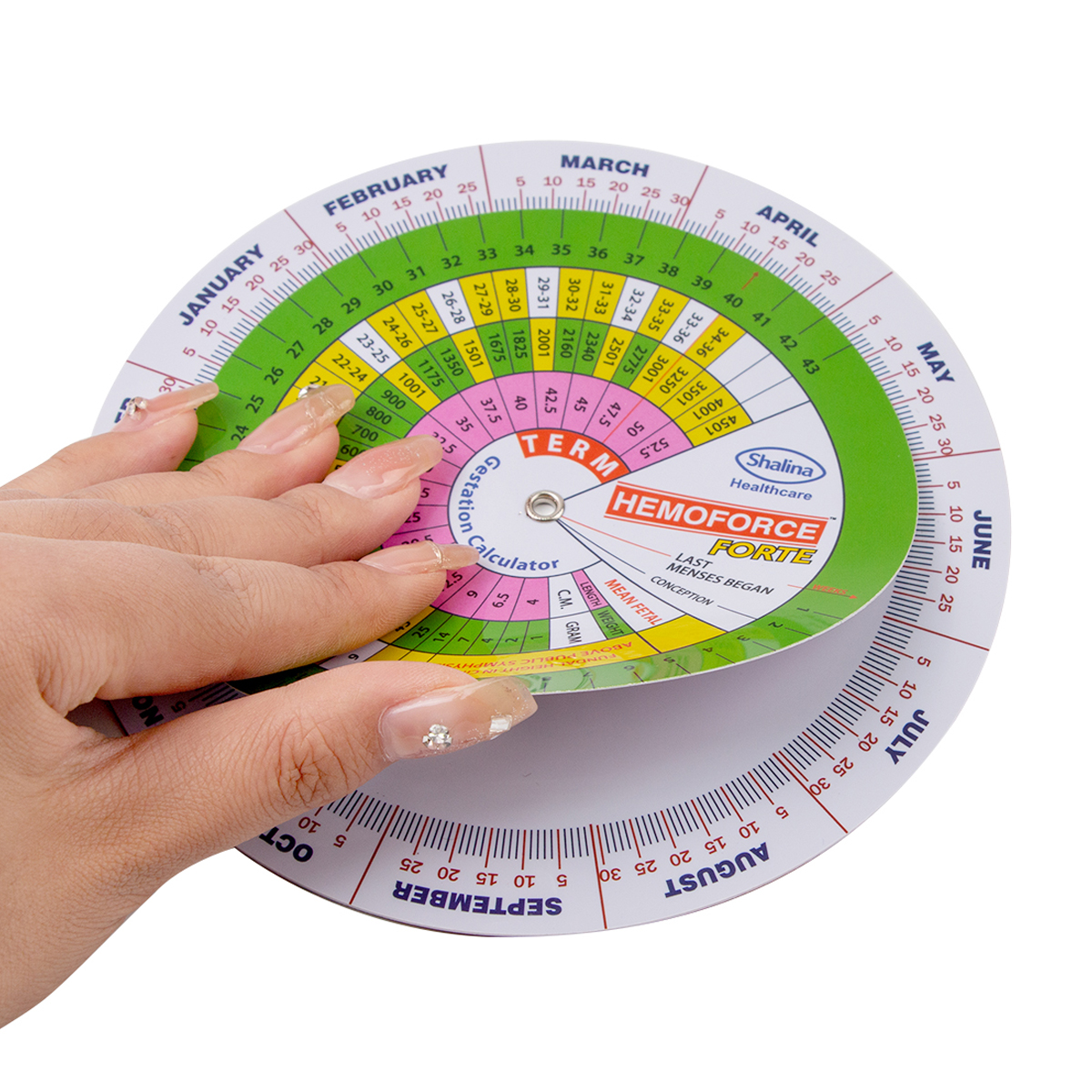 Round BMI Medical Pregnancy Due Date Calculator Wheel