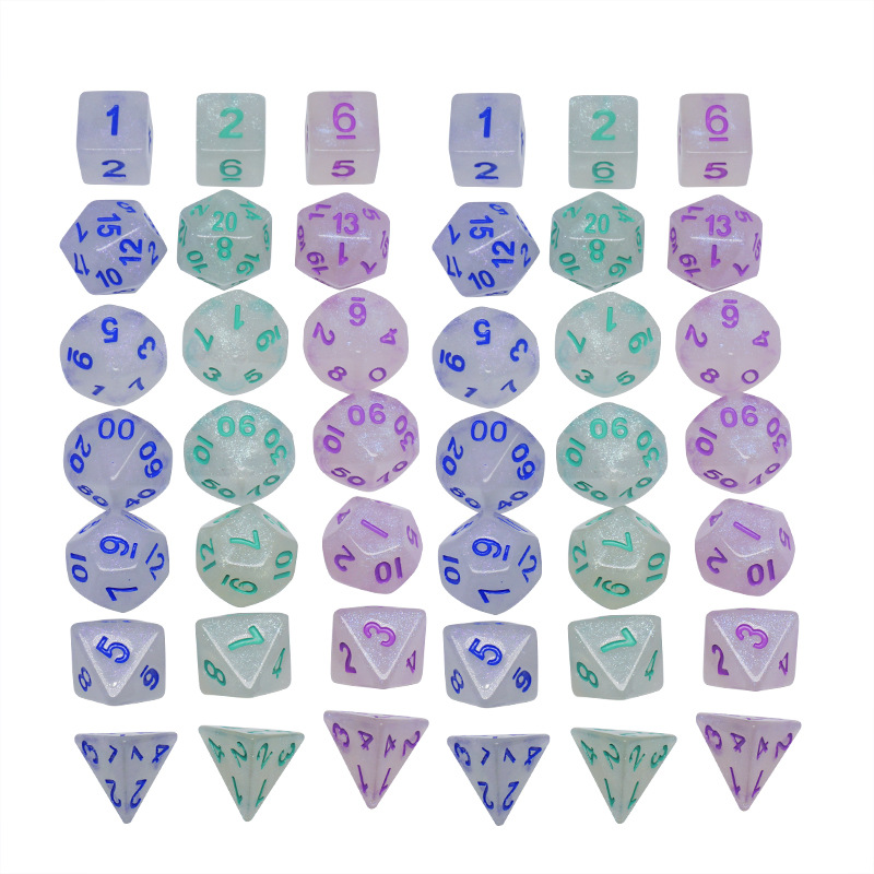 Acrylic Plastic Dice Full Set Transparent D&D Custom Gaming Dice