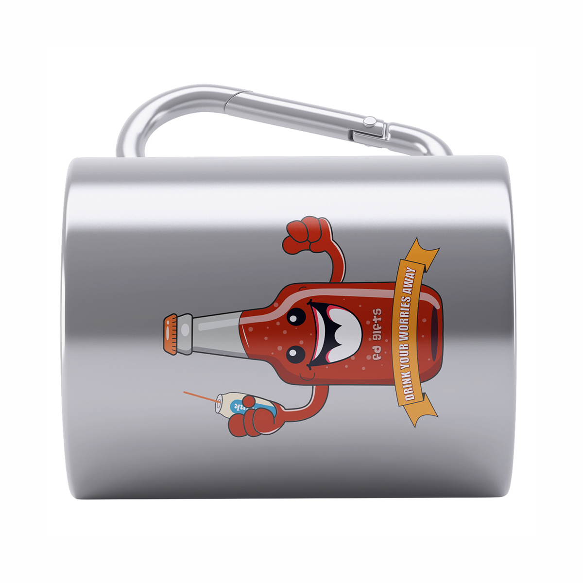 Stainless Steel Double Wall Travel Camping Mug With Carabiner Handle