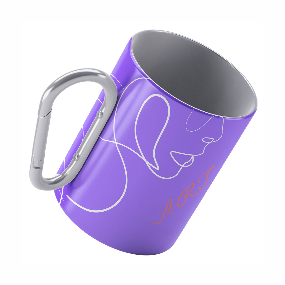 Customized Logo Carabiner Stainless Steel Double Walled Travel Mug
