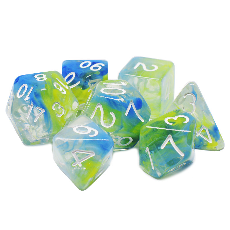Custom Design Colorful Resin Soft Edge Polyhedral Dice Set