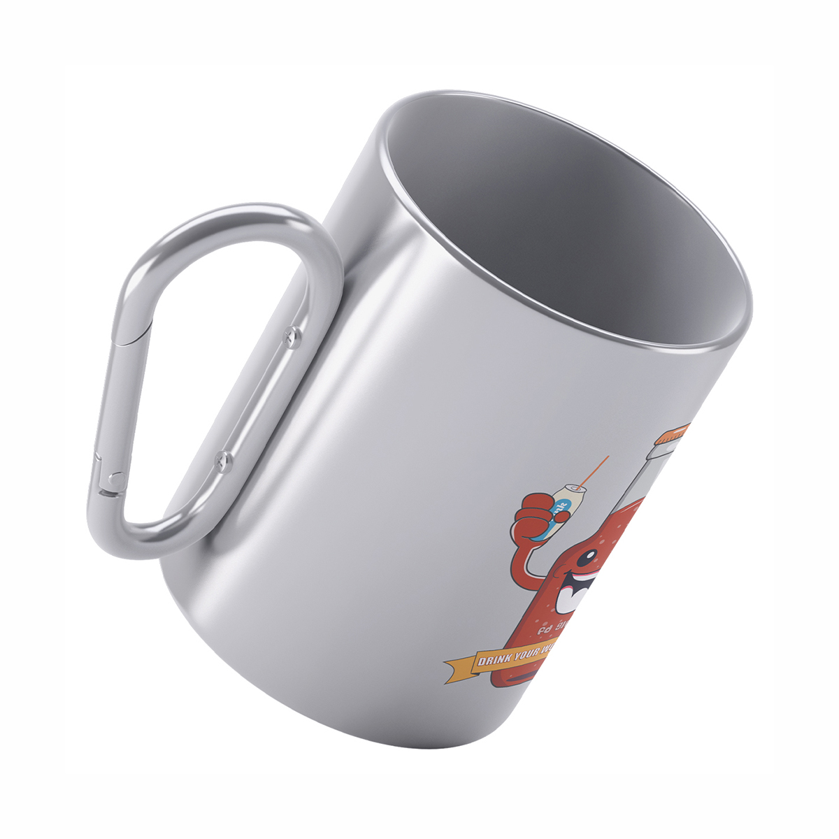 Stainless Steel Double Wall Travel Camping Mug With Carabiner Handle
