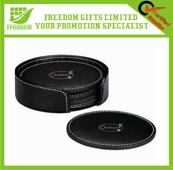 Customized Logo Printed Leather Cup Pad