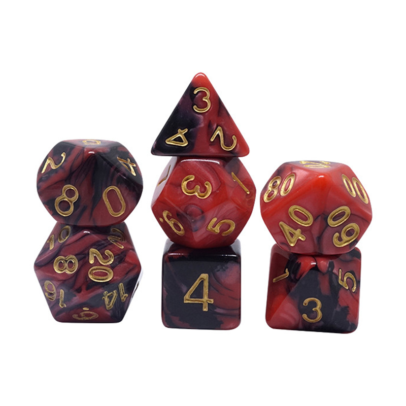 Customized Polyhedral Resin RPG Dice Set Acrylic Plastic Dice Game