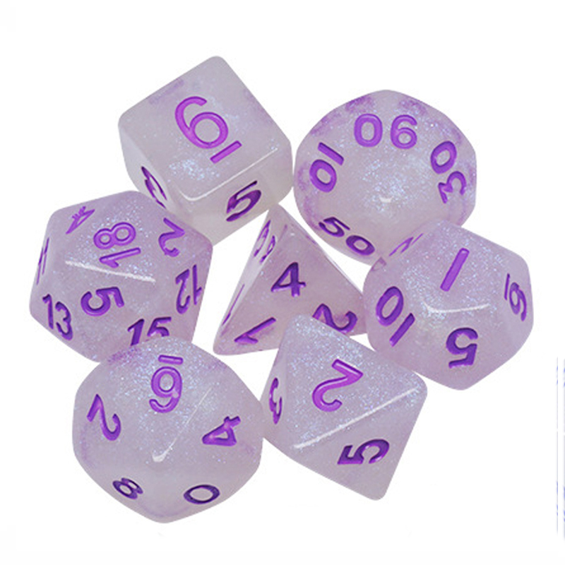 Acrylic Plastic Dice Full Set Transparent D&D Custom Gaming Dice