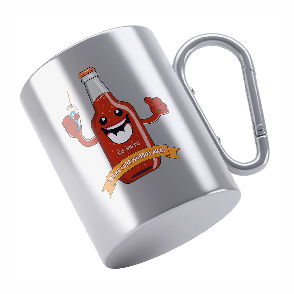 Stainless Steel Double Wall Travel Camping Mug With Carabiner Handle