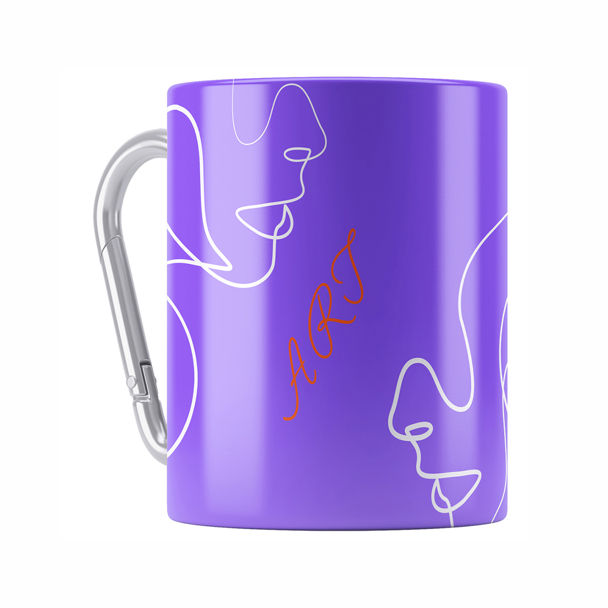 Customized Logo Carabiner Stainless Steel Double Walled Travel Mug
