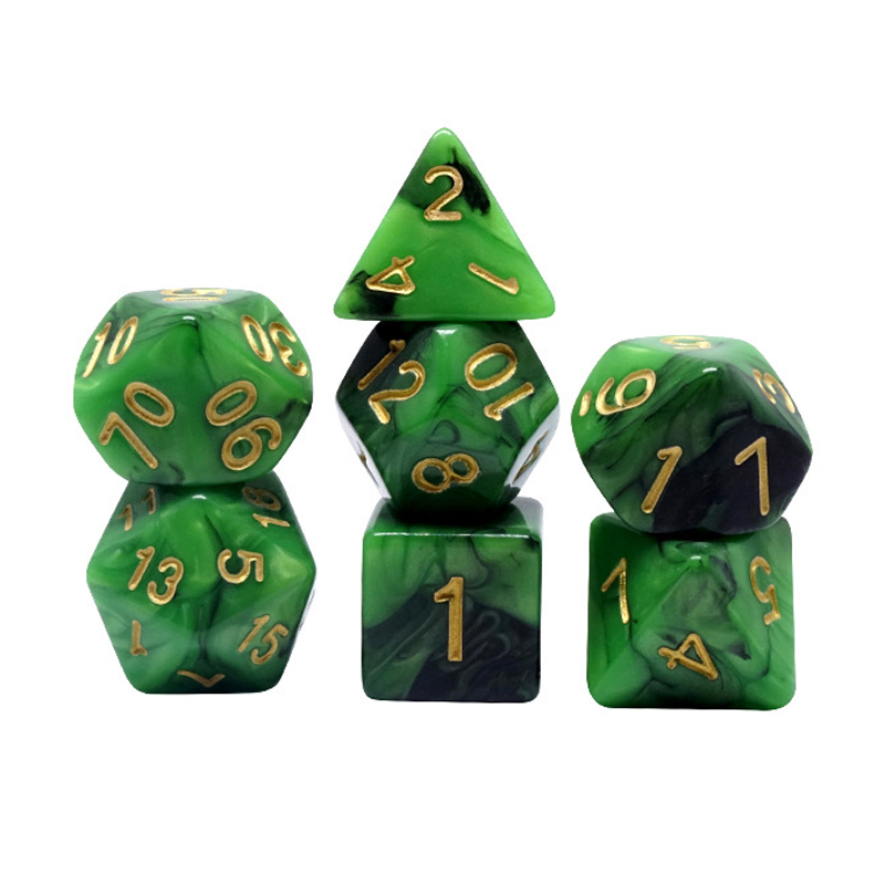 Customized Polyhedral Resin RPG Dice Set Acrylic Plastic Dice Game