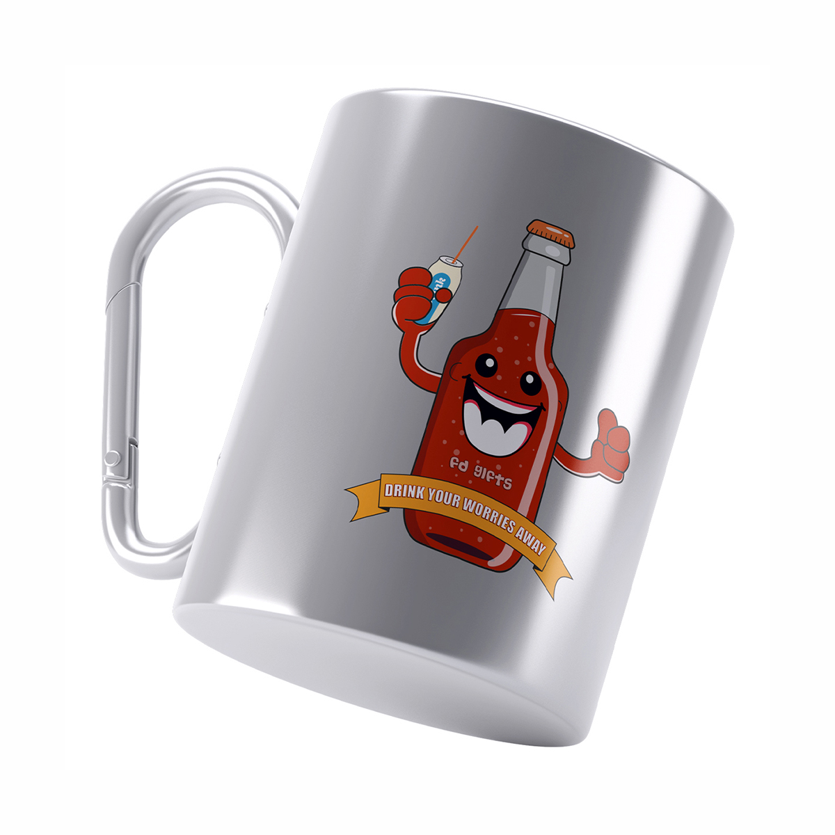 Stainless Steel Double Wall Travel Camping Mug With Carabiner Handle