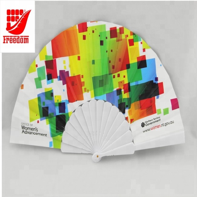 Bamboo Plastic Folding Promotional Fan