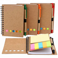Spiral Notebook with Pen Sticky Notes Page Marker Colored Tabs Flags
