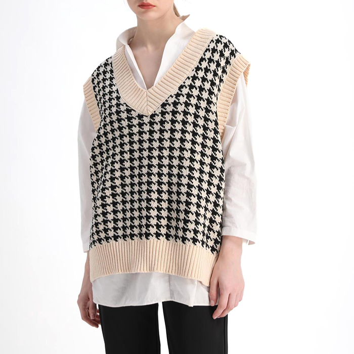 Customized Oversize Waistcoat Women Knit Sweater Vest