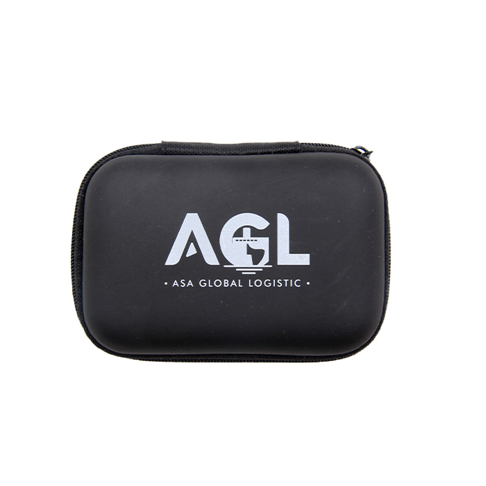 Customized Lightweight Black Knitted Fabric Mesh Lining EVA Hard Carry Case With Name Card Pocket