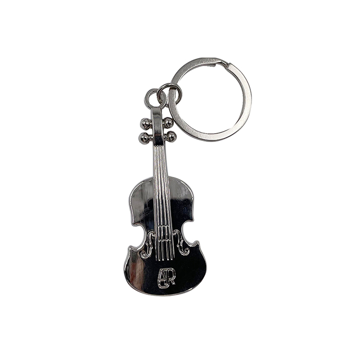 Factory Price Custom Violin Shaped Metal Keychain With Silver Keyring