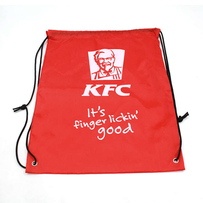 Custom Logo Sublimation Printed Recycled Waterproof 210D Polyester Drawstring Bag 