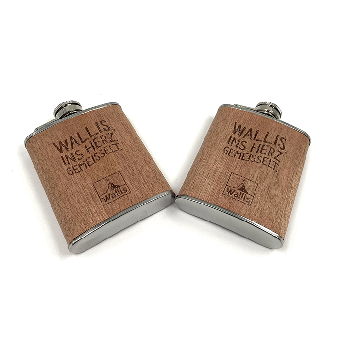 High Quality Personalized Stainless Steel Wine Flask Wood Wrapped Hip Flask