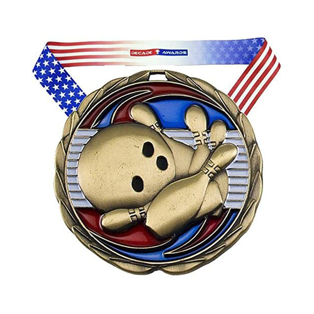 Factory Price Sport Event Medal With Ribbon Custom Bowling Medal