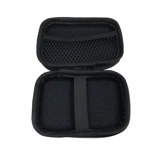 Customized Lightweight Black Knitted Fabric Mesh Lining EVA Hard Carry Case With Name Card Pocket