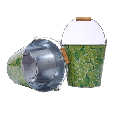 Factory Price Custom CMYK Full Color Logo Printed Metal Galvanized Tin Ice Bucket