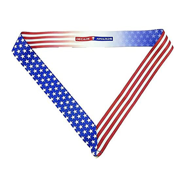 Factory Custom Awards Stars And Stripes American Flag V Neck Ribbon Gymnastics Medal