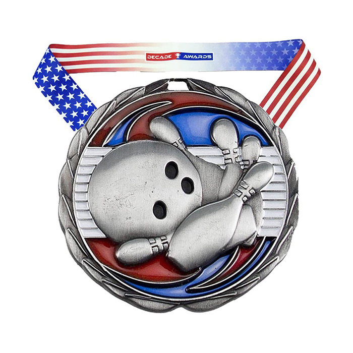 Factory Price Sport Event Medal With Ribbon Custom Bowling Medal