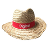 Custom Sombrero Western Hat Ribbon Logo Natural Straw Woven Unisex Straw Cowboy Hat