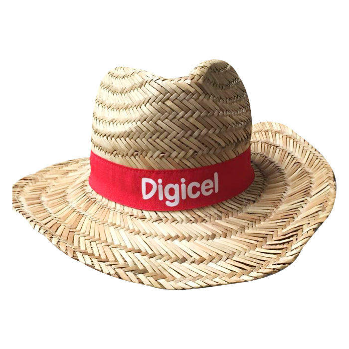 Custom Sombrero Western Hat Ribbon Logo Natural Straw Woven Unisex Straw Cowboy Hat