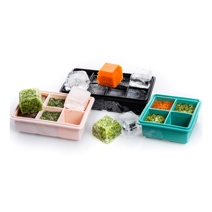 Custom Design Square Shapes Bpa Free Silicone Ice Cube Tray With Removable Lid