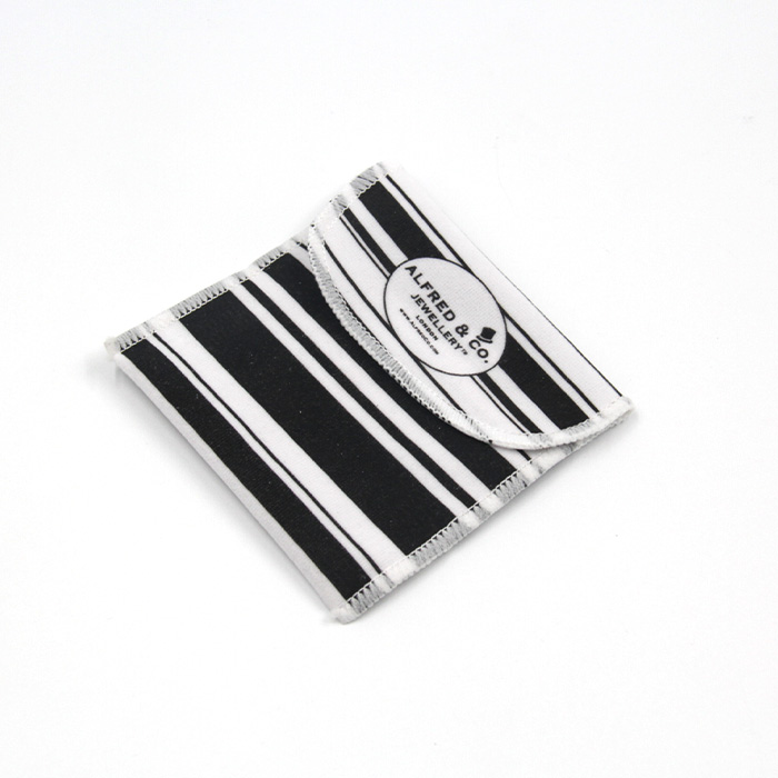 Custom Design Black Aand White Stripes Mini Drawstring Pouch Bag