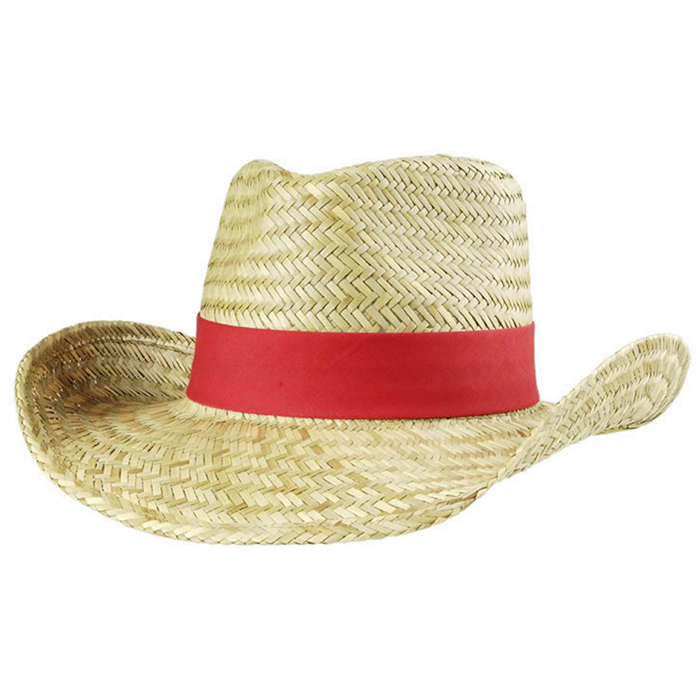 Custom Sombrero Western Hat Ribbon Logo Natural Straw Woven Unisex Straw Cowboy Hat