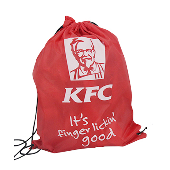 Custom Logo Sublimation Printed Recycled Waterproof 210D Polyester Drawstring Bag 