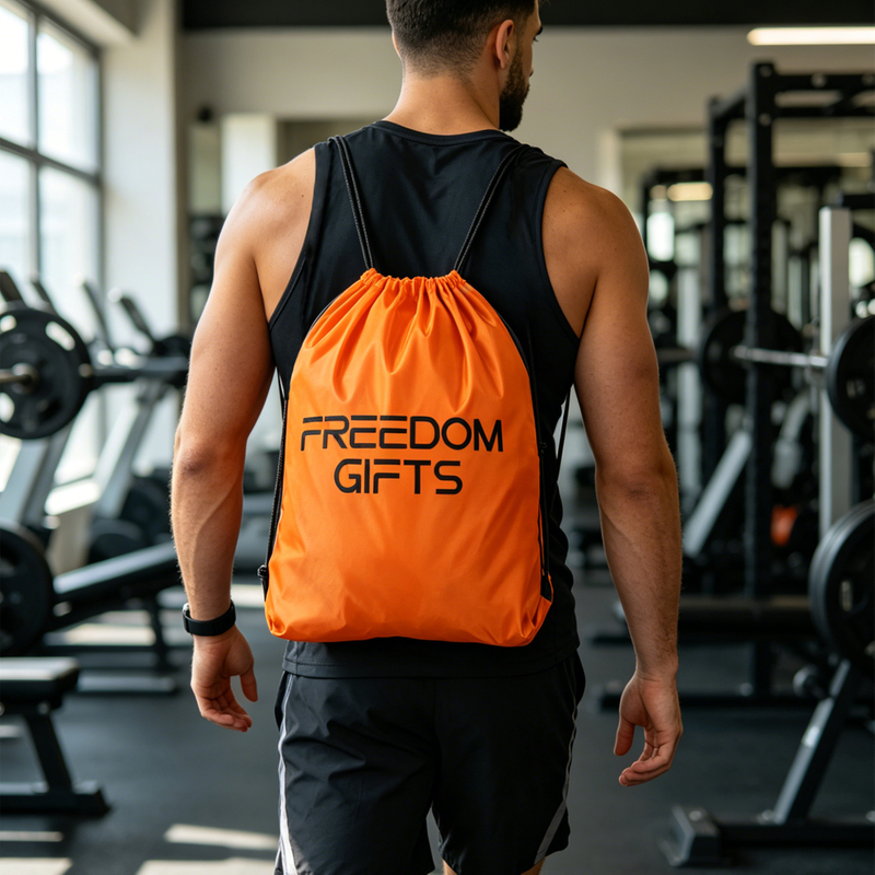 Custom Logo Sublimation Printed Recycled Waterproof 210D Polyester Drawstring Bag 